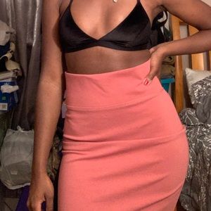 Deep Blush High Waisted Pencil Skirt